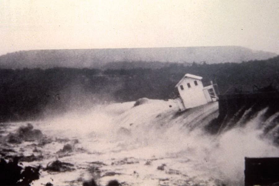 The house built over the dam in 1935