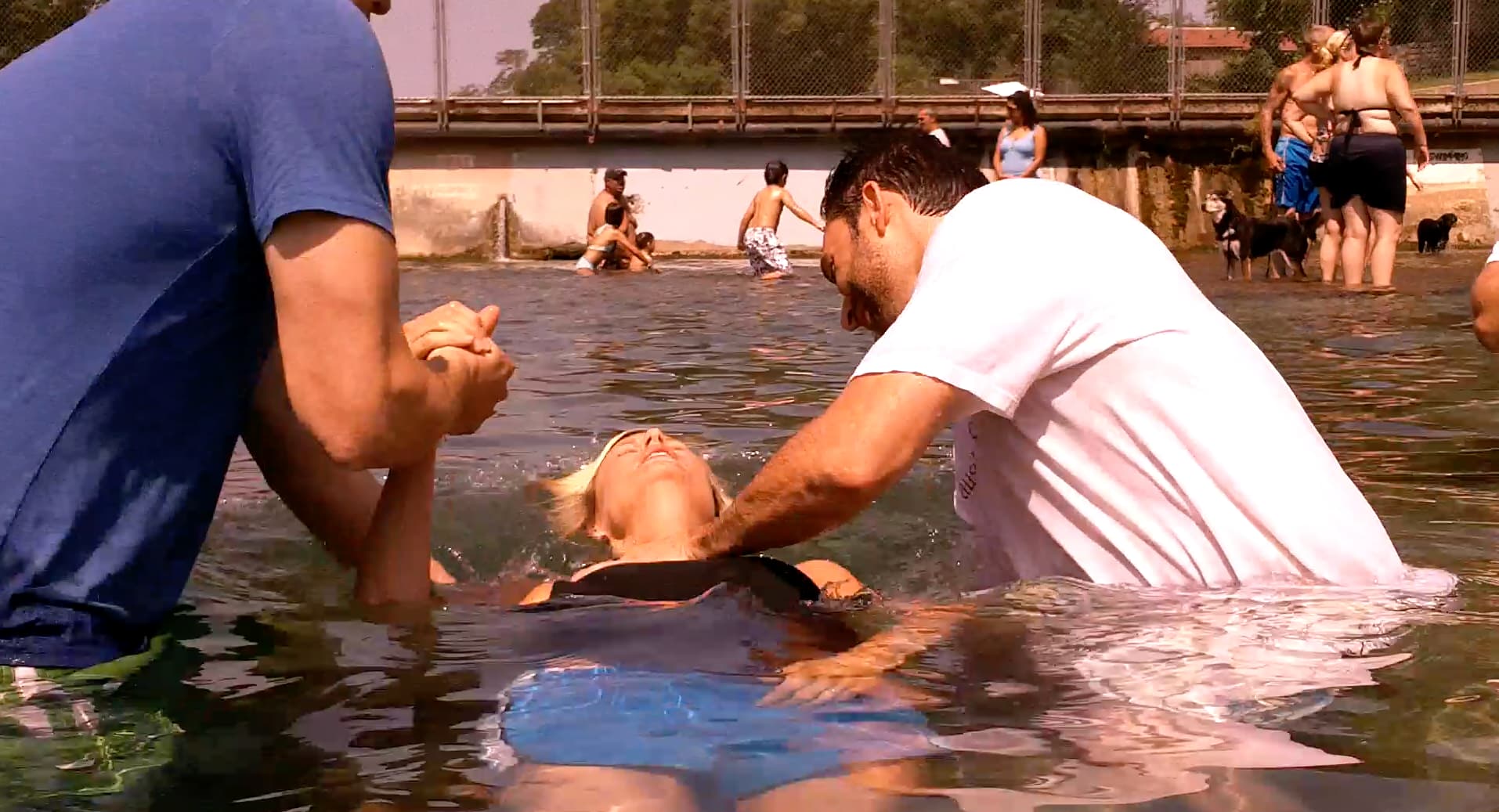A baptism at Barton Springs