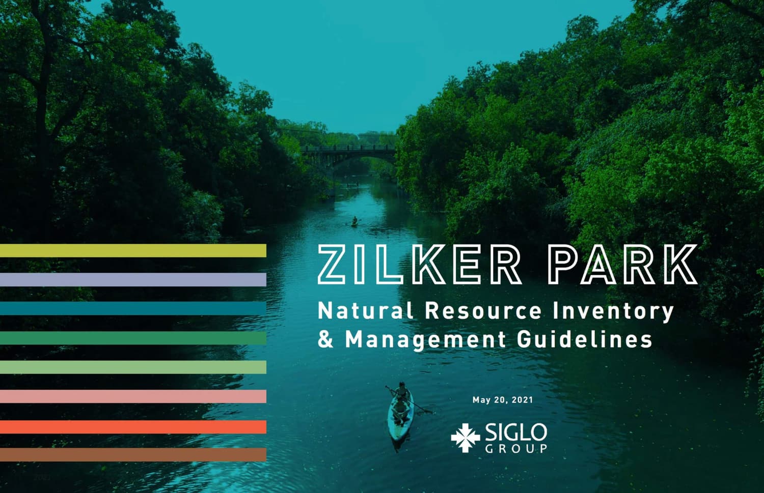 Cover of the Zilker Park Natural Resource Inventory and Management Guidelines, showing the Barton Creek greenbelt